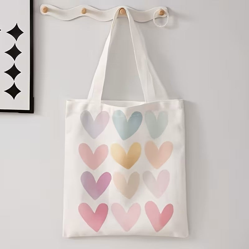 Cartoon Heart Bag– Bunte Schultertasche aus Canvas