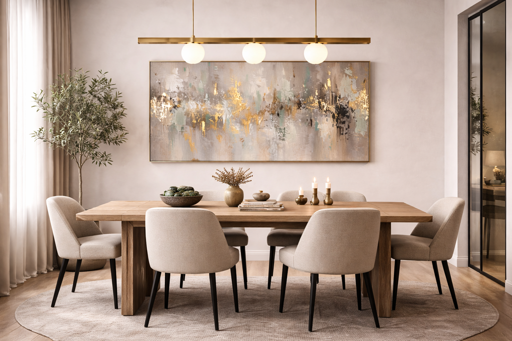 Gold Skyline Panorama – Handgemalte Strukturkunst