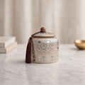 Lotus-Dekodose mit Deckel – Keramikdose mit Gold- und Silber-Inlay
