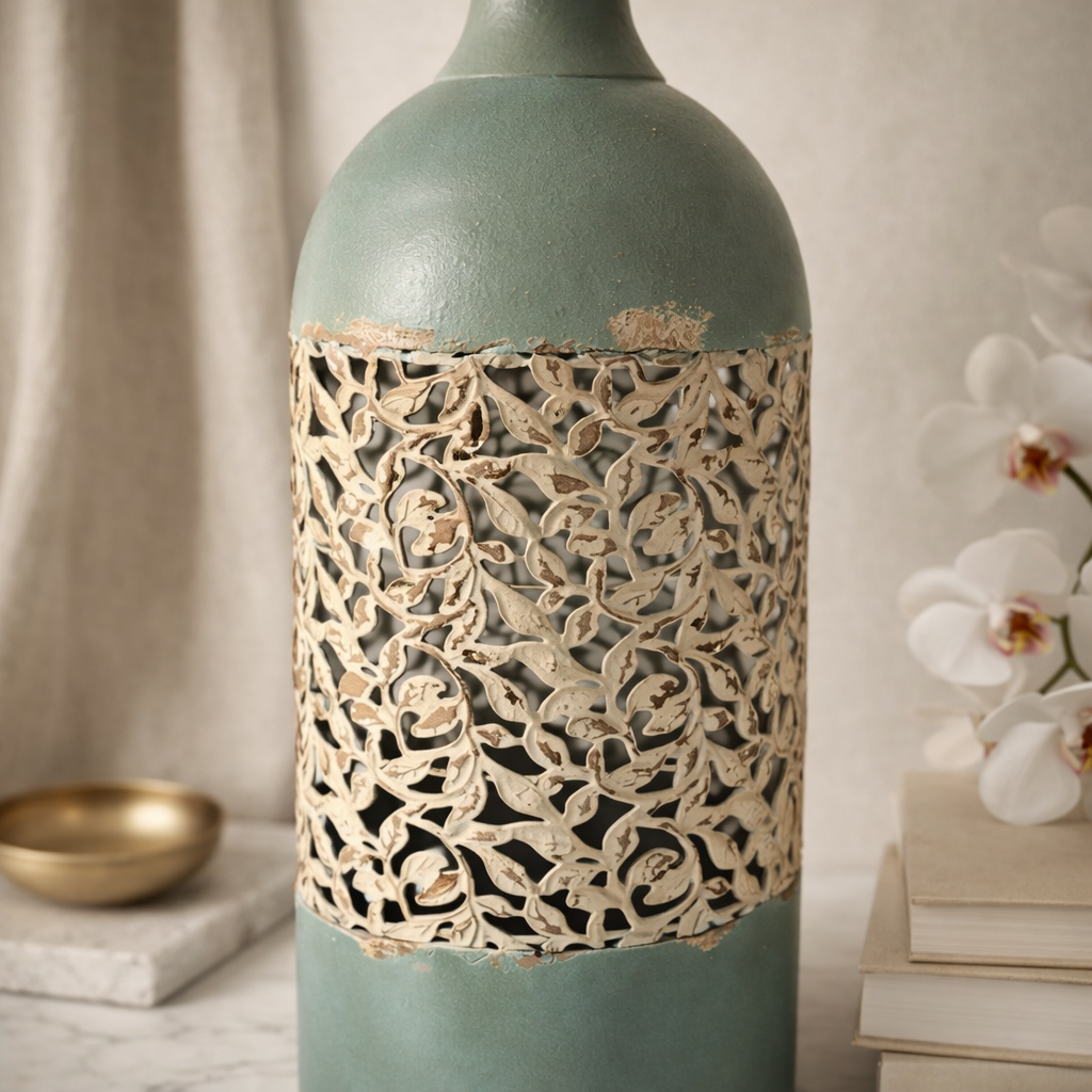 Vintage Bodenvase 67,5 cm – Gusseisen mit Hohldesign