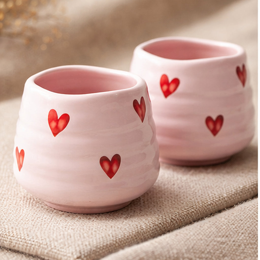 Keramik Herz-Teetassen Set – 2 Stück, 160 ml