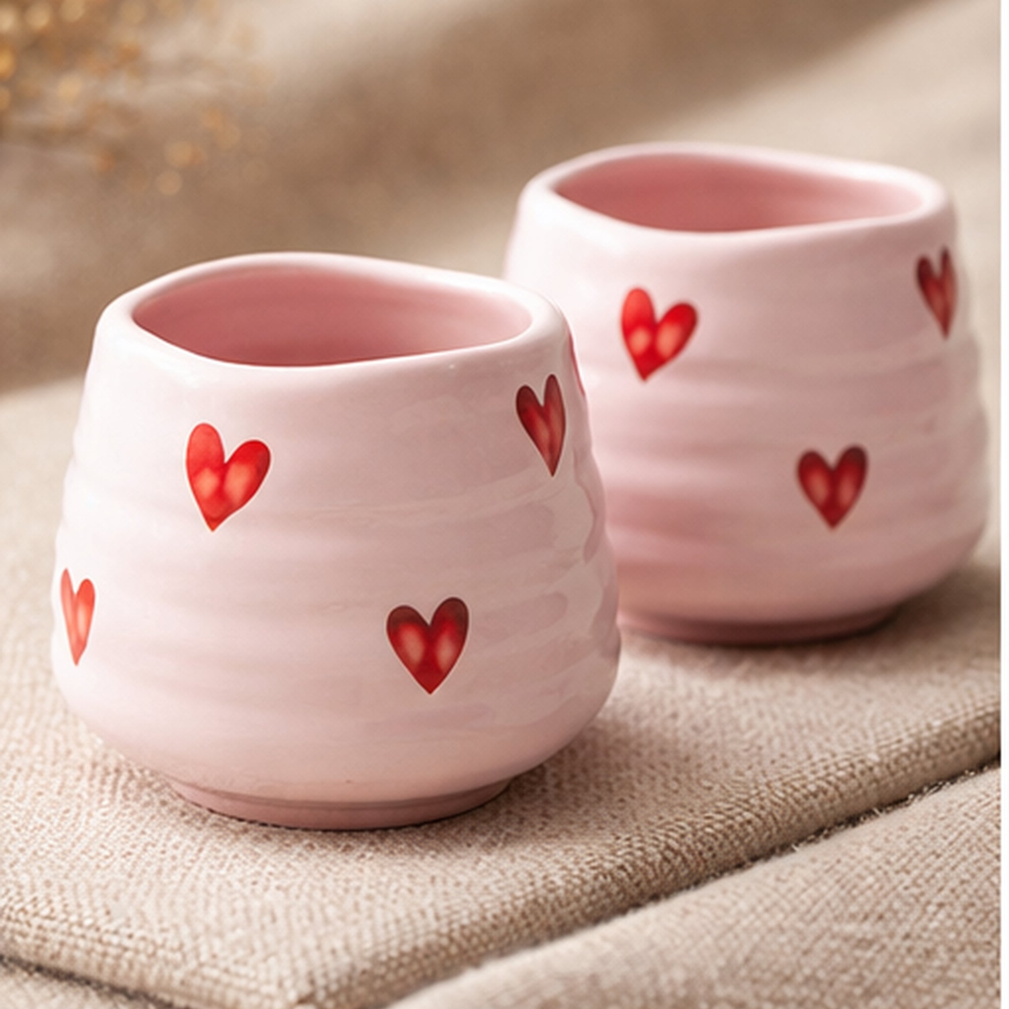 Keramik Herz-Teetassen Set – 2 Stück, 160 ml