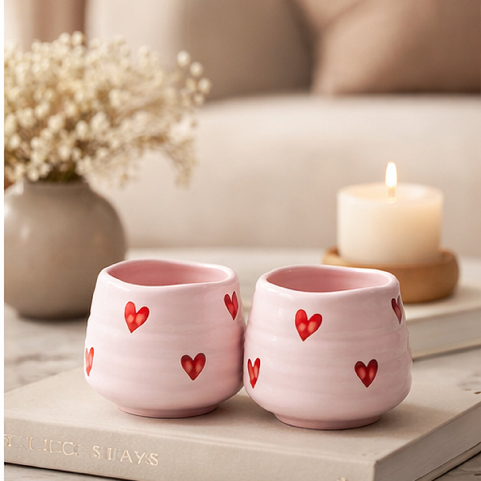 Keramik Herz-Teetassen Set – 2 Stück, 160 ml