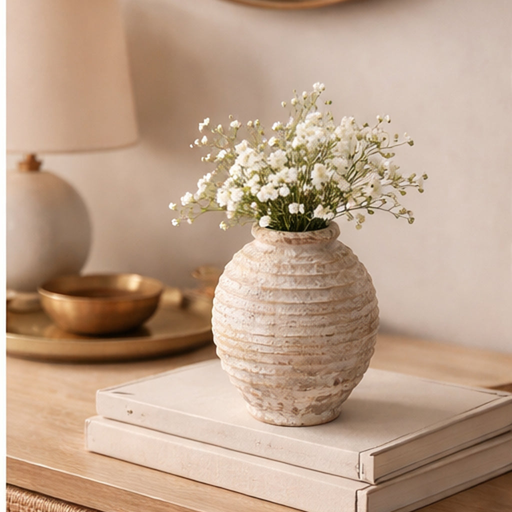 Rustikale Vintage Keramikvase S – Kleines Dekoelement 16,5cm