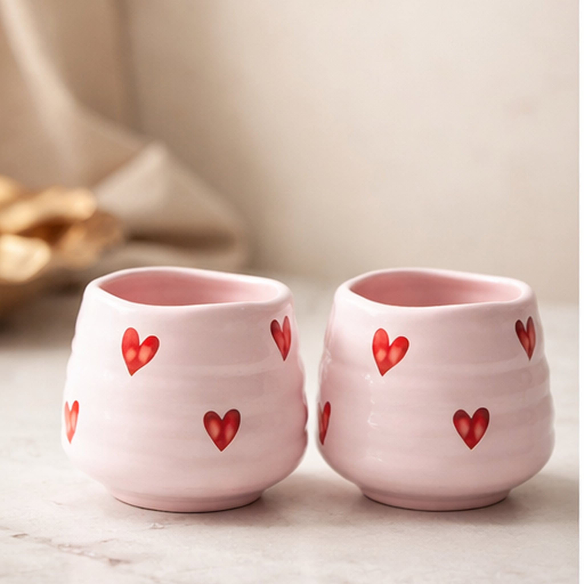 Keramik Herz-Teetassen Set – 2 Stück, 160 ml