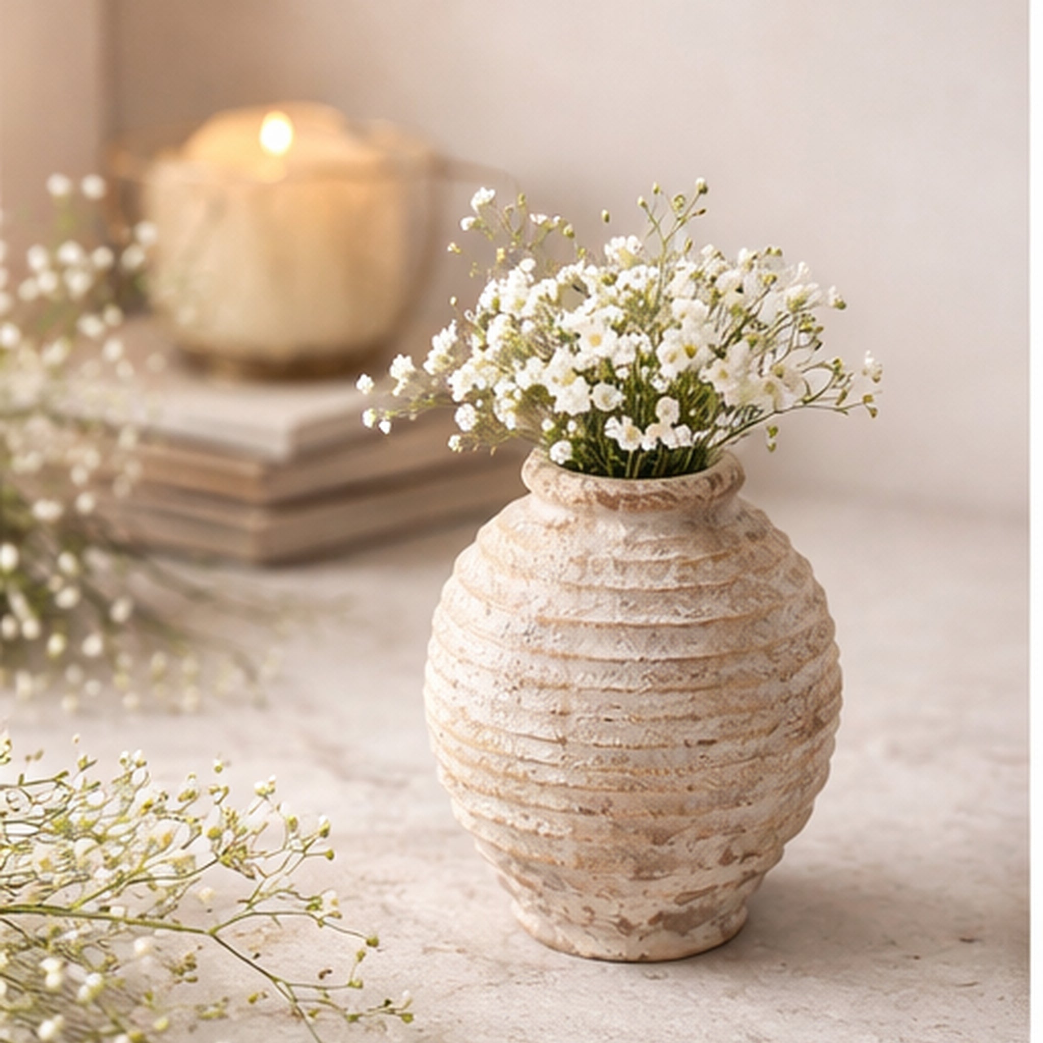 Rustikale Vintage Keramikvase S – Kleines Dekoelement 16,5cm